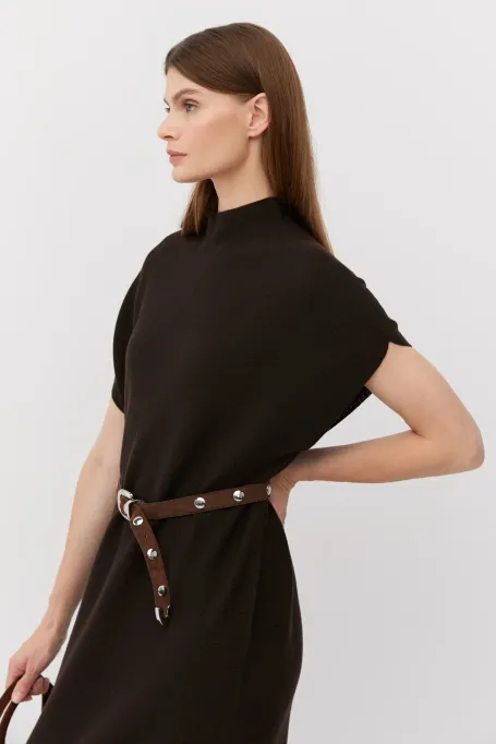 Rochie midi din lână maro