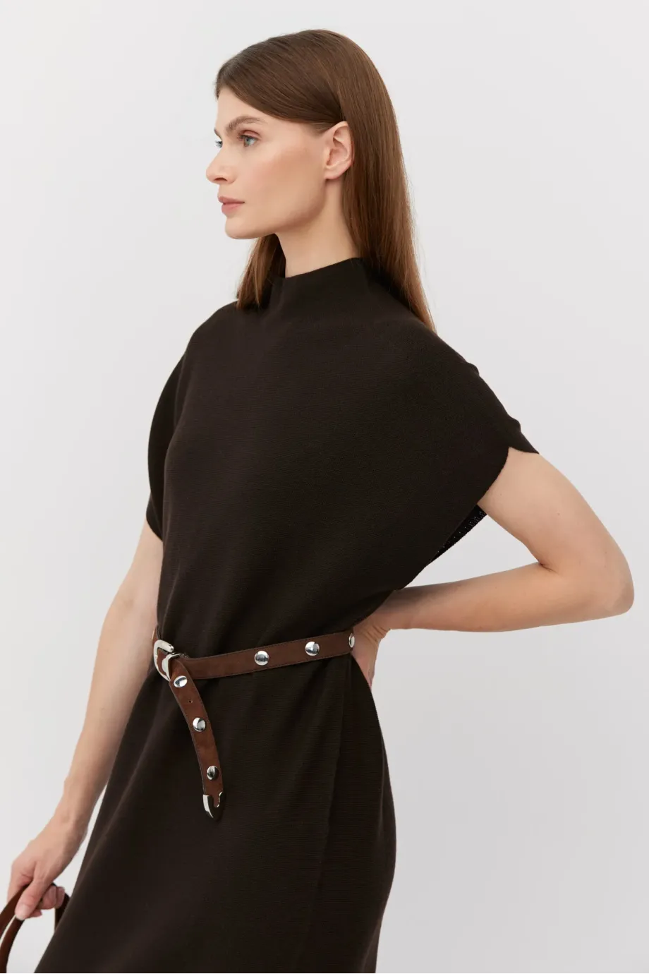 Rochie midi din lână maro Rochie midi din lână maro