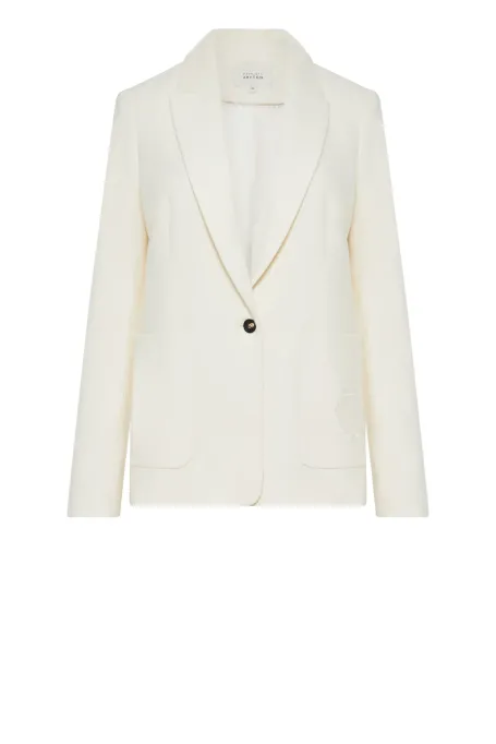 Jachetă de costum din lână crem cu cașmir