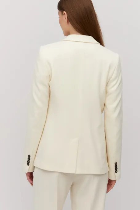 Jachetă de costum din lână crem cu cașmir