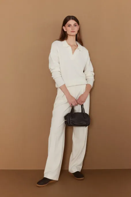 Pulover din lână alpaca crem