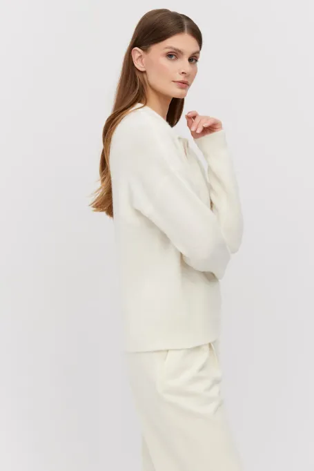 Pulover din lână alpaca crem