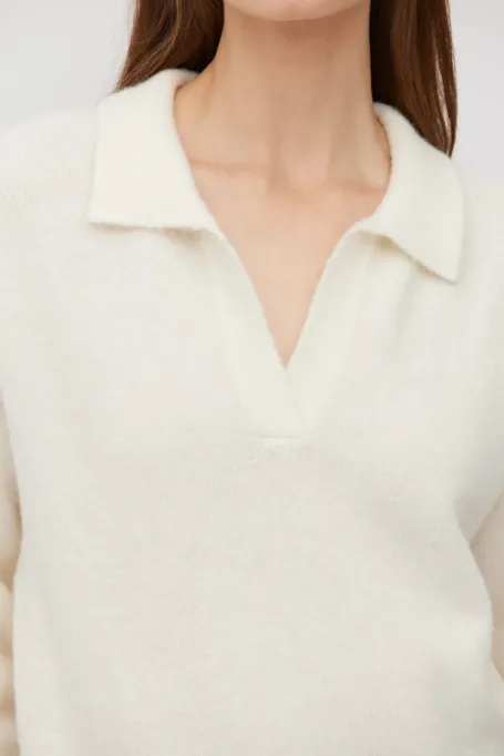 Pulover din lână alpaca crem