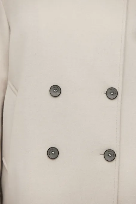 Jachetă bejă din lână cu două rânduri de nasturi