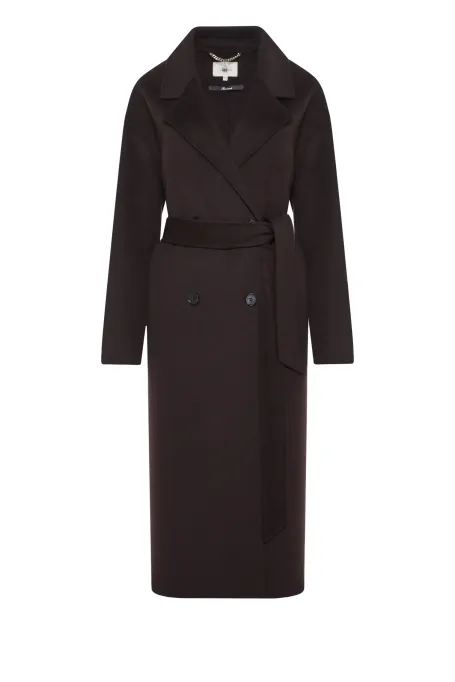 Palton maro cu două rânduri de nasturi și mătase