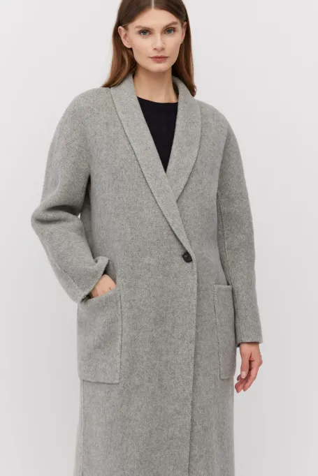 Haină gri din alpaca cu două fețe