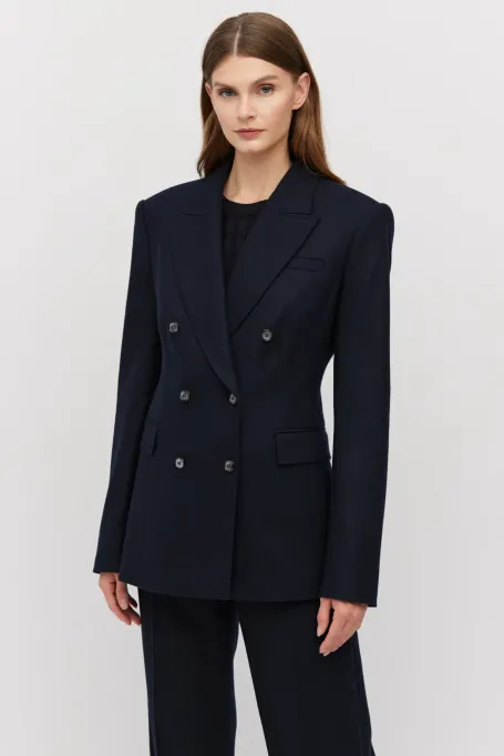 Sacou de costum bleumarin din cașmir