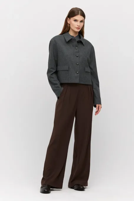 Jachetă gri din cașmir, tip pătrățele