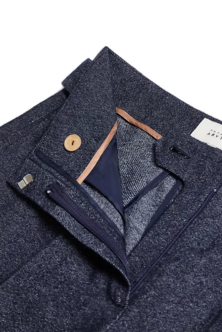 Pantaloni de costum gri din in și cașmir