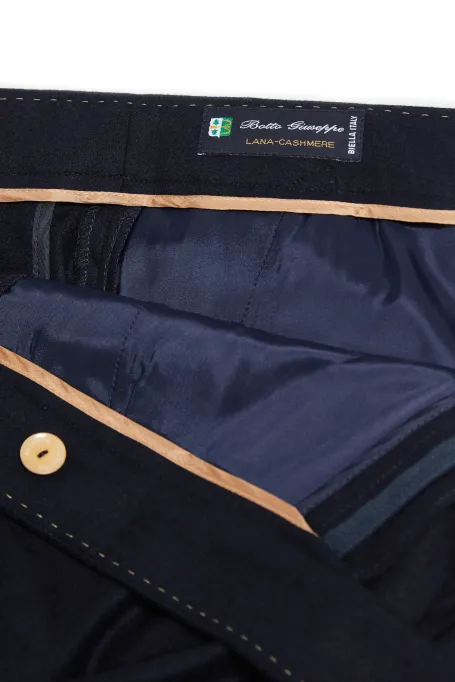 Pantaloni de costum bleumarin cu cașmir