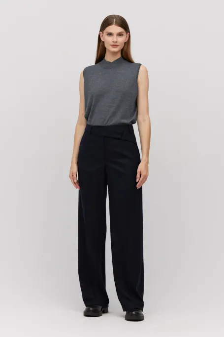 Pantaloni de costum bleumarin cu cașmir