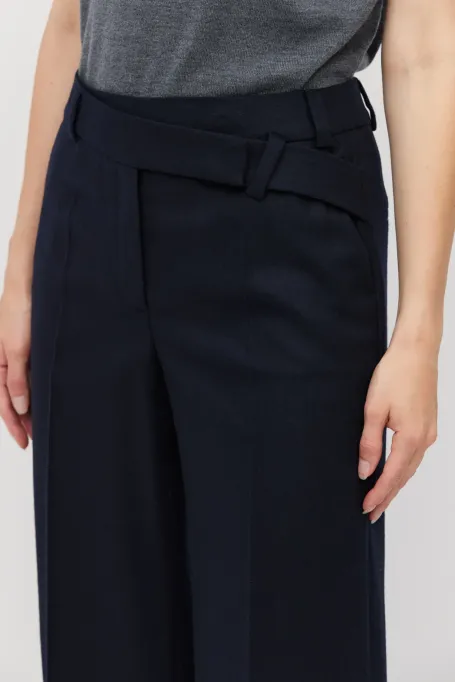 Pantaloni de costum bleumarin cu cașmir