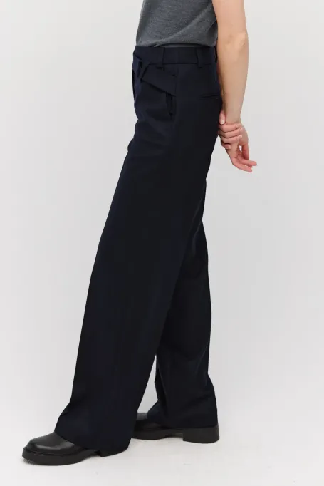 Pantaloni de costum bleumarin cu cașmir