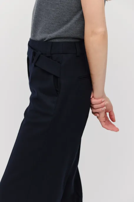 Pantaloni de costum bleumarin cu cașmir