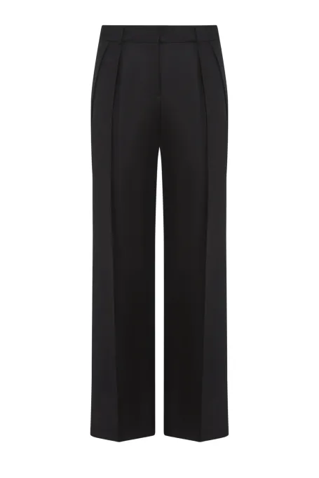 Pantaloni largi din lână neagră