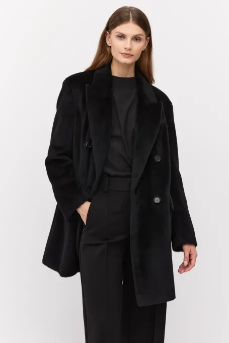 Jachetă neagră din alpaca baby suri