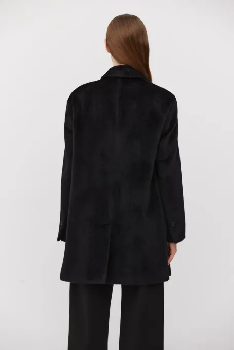 Jachetă neagră din alpaca baby suri