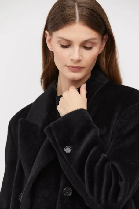 Jachetă neagră din alpaca baby suri