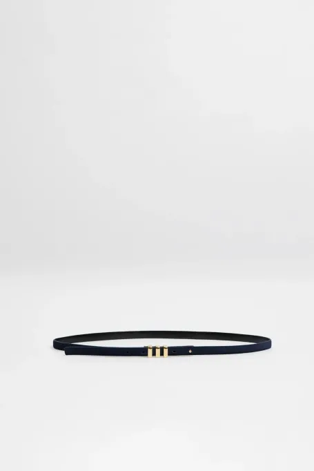 Curea din piele intoarsa albastru bleumarin