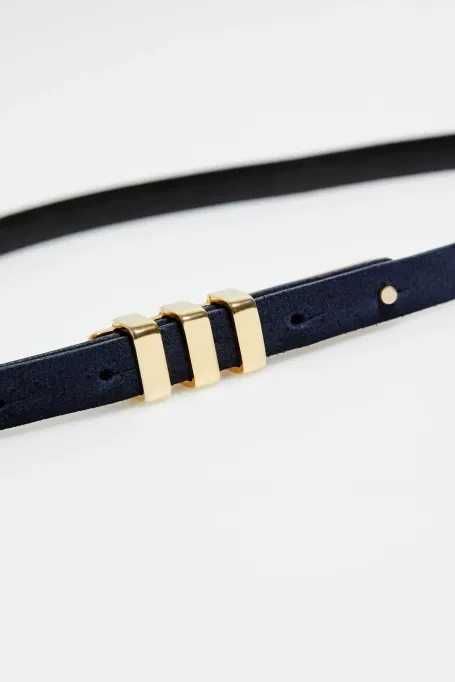 Curea din piele intoarsa albastru bleumarin