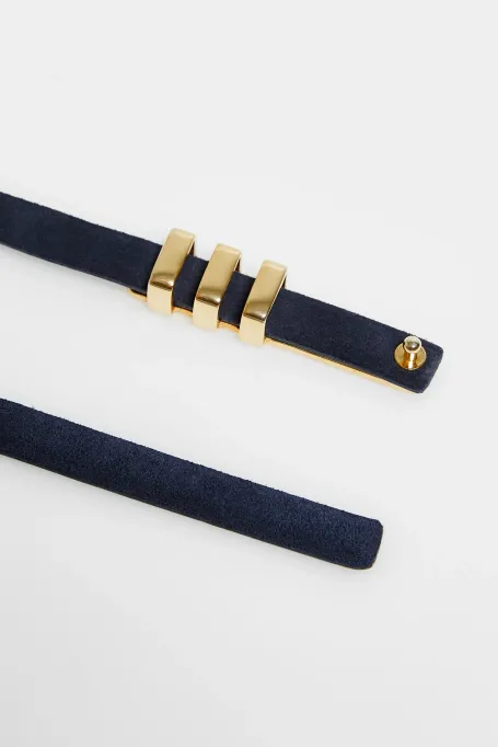 Curea din piele intoarsa albastru bleumarin