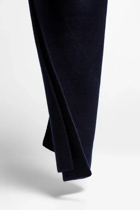 Eșarfă din lână merinos bleumarin