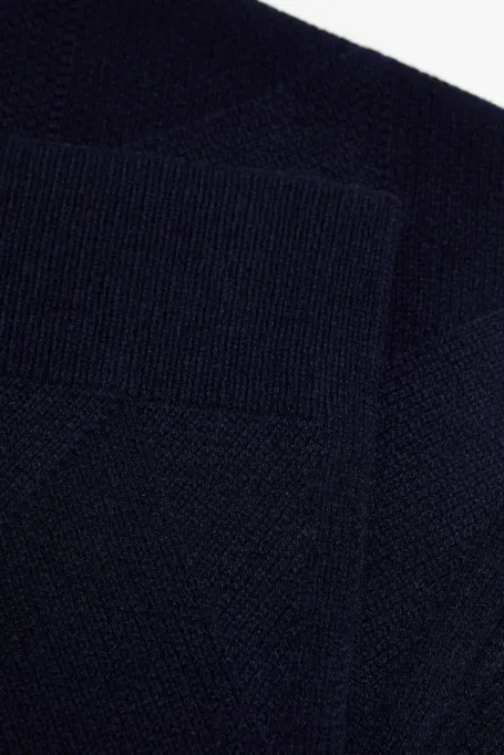 Eșarfă din lână merinos bleumarin