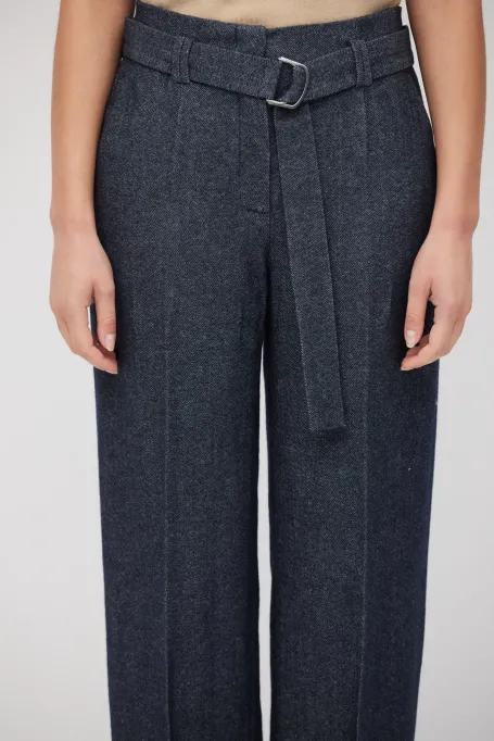 Pantaloni de costum gri din in și cașmir