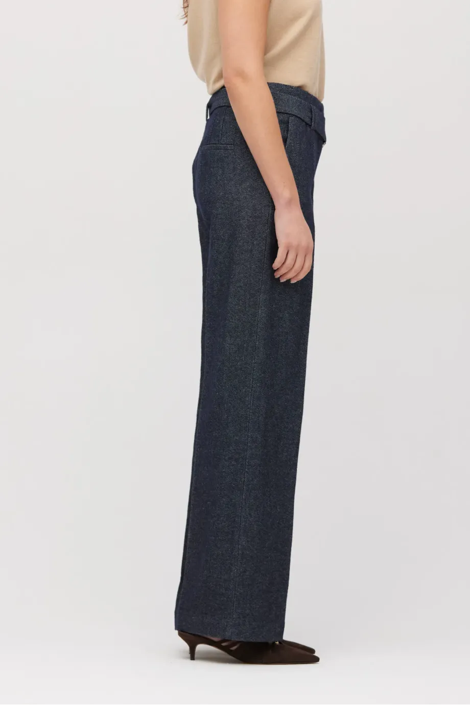Pantaloni de costum gri din in și cașmir Pantaloni de costum gri din in și cașmir