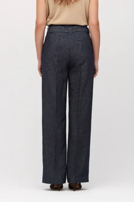 Pantaloni de costum gri din in și cașmir Pantaloni de costum gri din in și cașmir