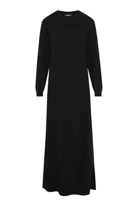 Rochie neagră din lână merinos Rochie neagră din lână merinos