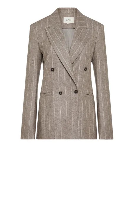 Jachetă cu dungi taupe și o notă de cașmir Jachetă cu dungi taupe și o notă de cașmir
