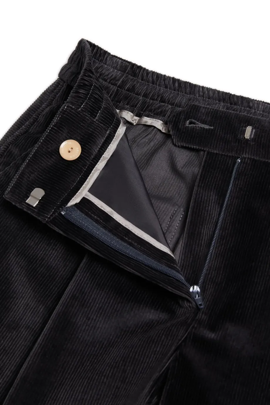 Pantaloni gri închis, lejeri, din catifea reiată din bumbac Pantaloni gri închis, lejeri, din catifea reiată din bumbac