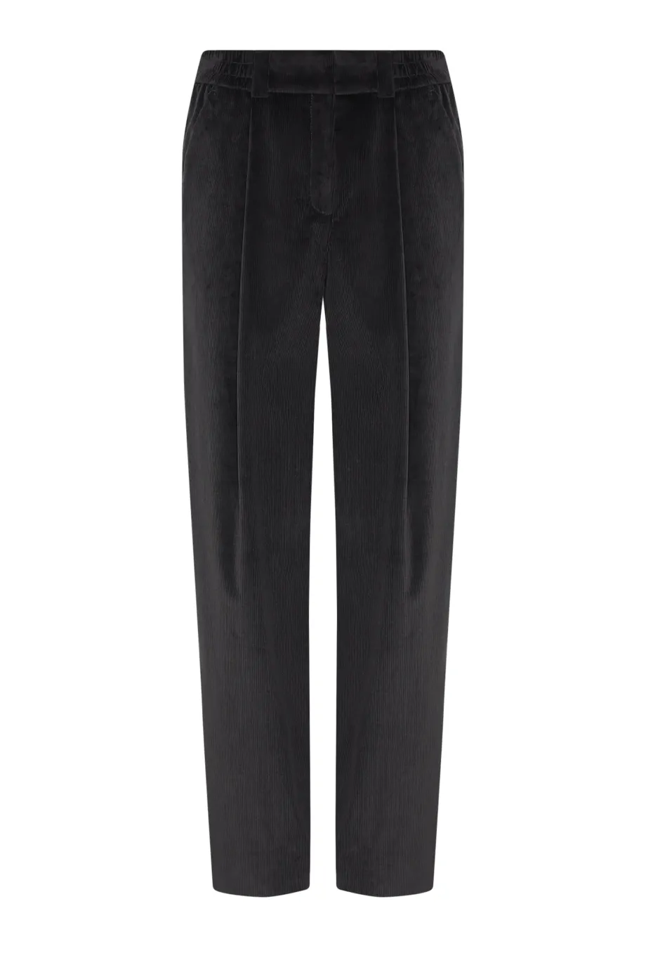 Pantaloni gri închis, lejeri, din catifea reiată din bumbac Pantaloni gri închis, lejeri, din catifea reiată din bumbac