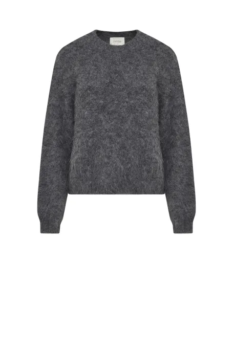 Pulover gri din lână alpaca