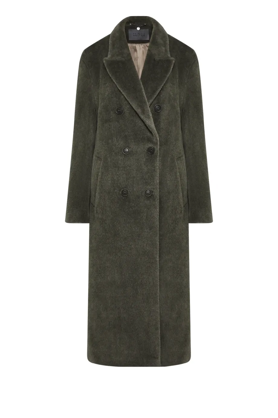 Haină verde militar cu puf de alpaca suri Haină verde militar cu puf de alpaca suri