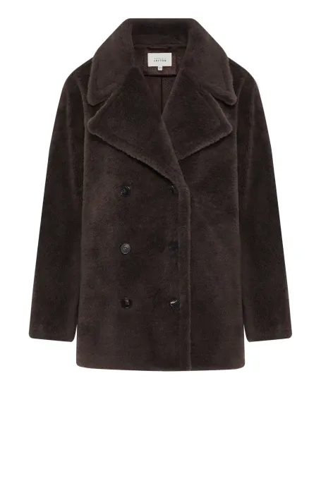 Jachetă maro din lână cu ursuleț de pluș