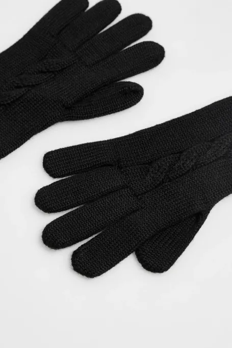 Mănuși lungi negre din lână merinos Mănuși lungi negre din lână merinos
