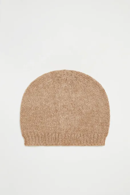 Căciulă camel din lână merinos și lână de suri alpaca