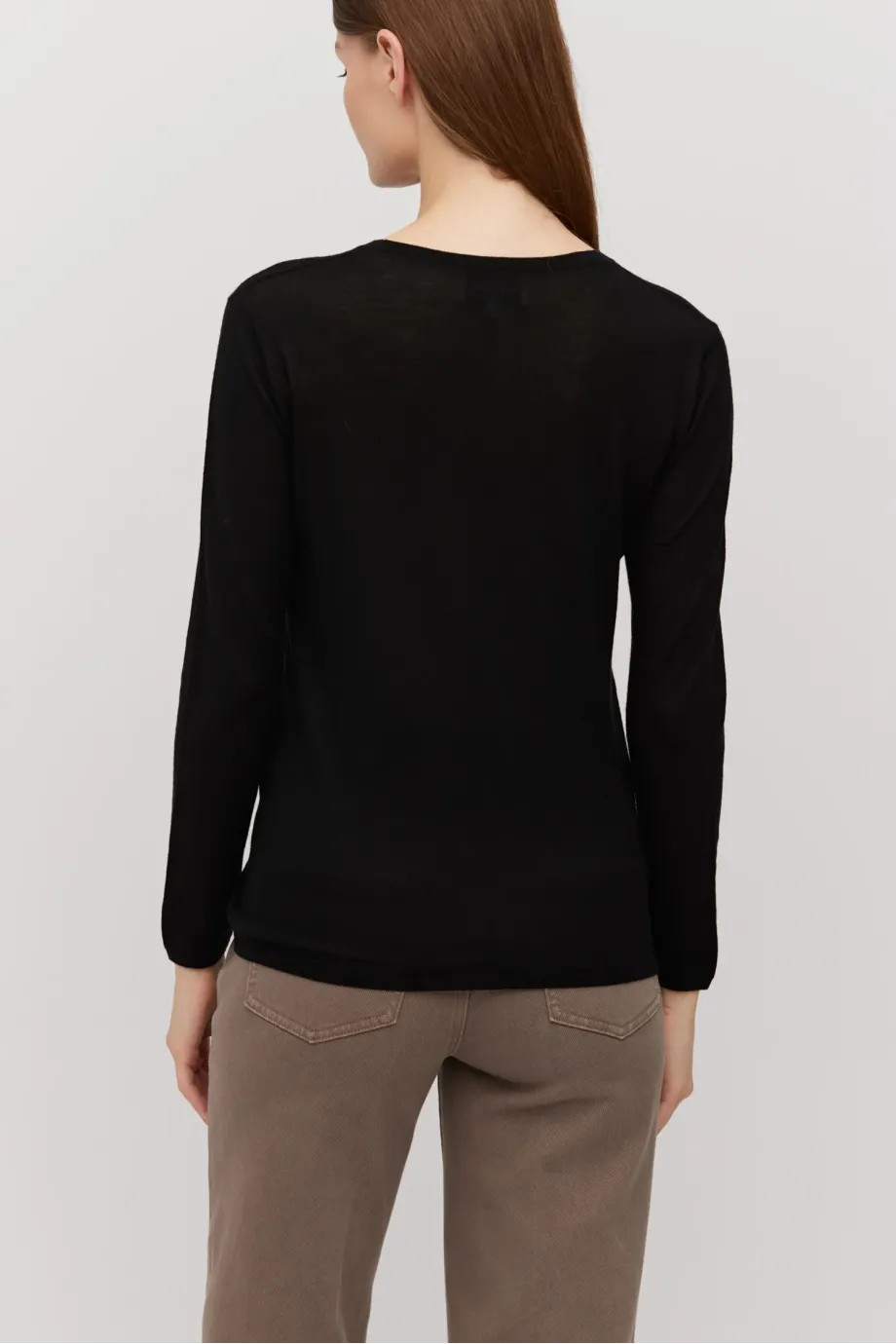 Top negru din lână merinos Top negru din lână merinos