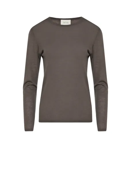 Bluză tricotată din lână merinos maro