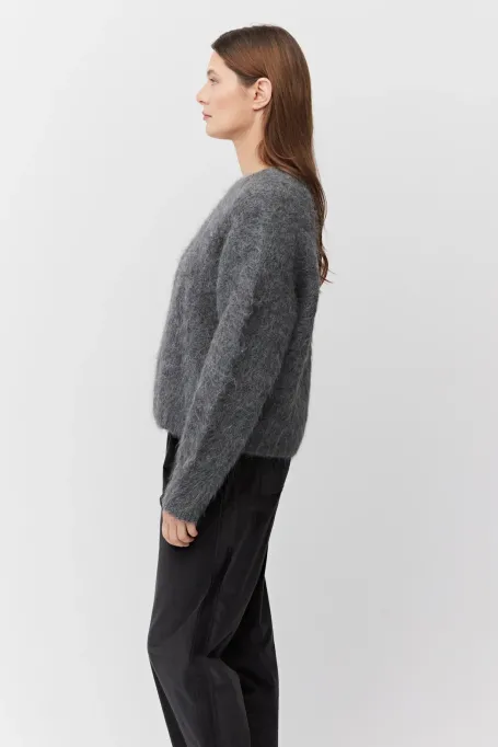 Pulover gri din lână alpaca
