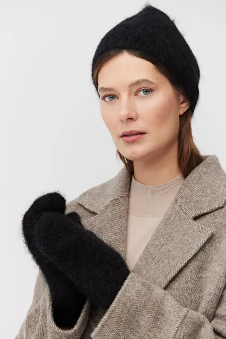 Pălărie neagră din lână de alpaca