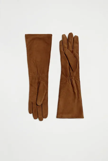 Mănuși lungi din piele întoarsă