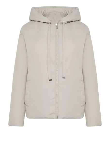 Jachetă bej reversibilă din puf cu glugă