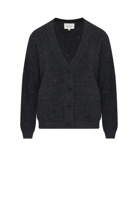 Cardigan tricotat gri cu lână