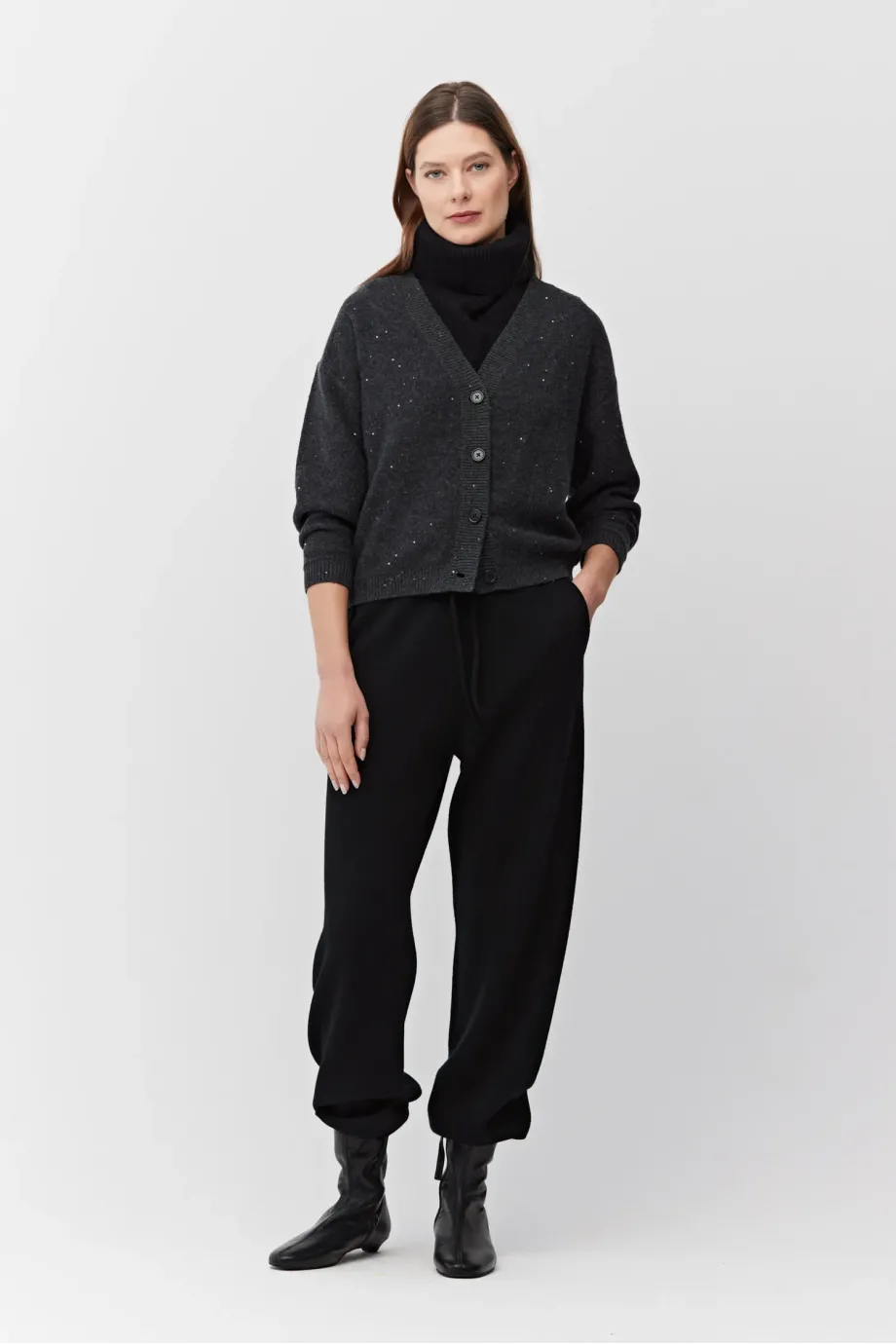 Cardigan tricotat gri cu lână Cardigan tricotat gri cu lână