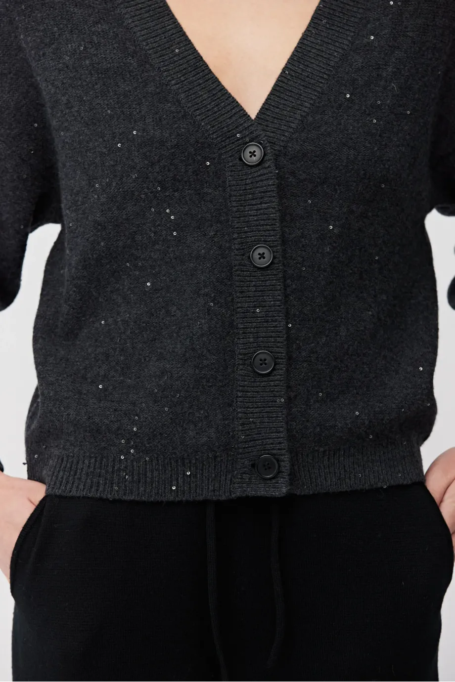 Cardigan tricotat gri cu lână Cardigan tricotat gri cu lână