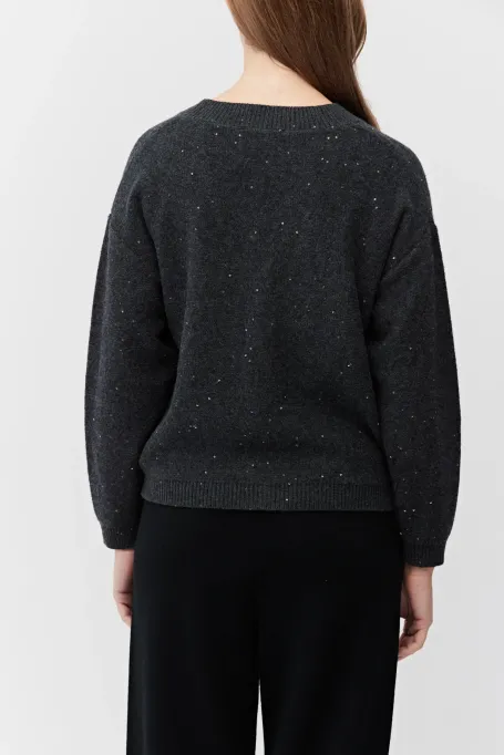 Cardigan tricotat gri cu lână