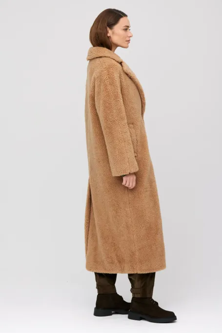 Palton teddy bear camel cu lână de cămilă și mătase